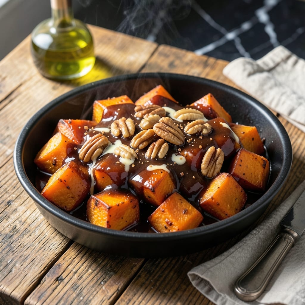 Bucky's BBQ Sweet Potato Crunch Recipe: Caramelized Pecan Topping Delight