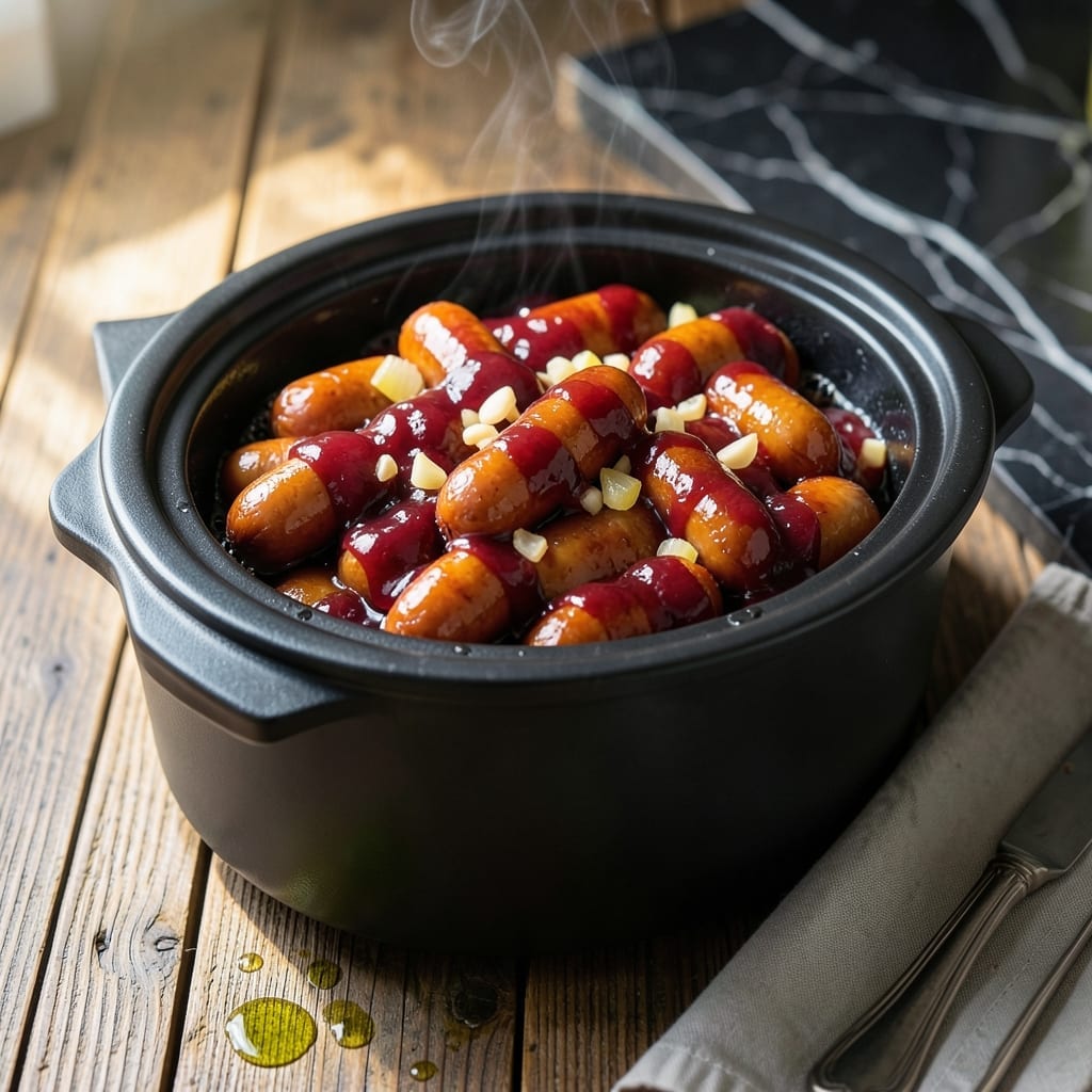 Little Smokies Crock Pot Recipe Grape Jelly BBQ Sauce: Sweet and Sticky Party Favorite