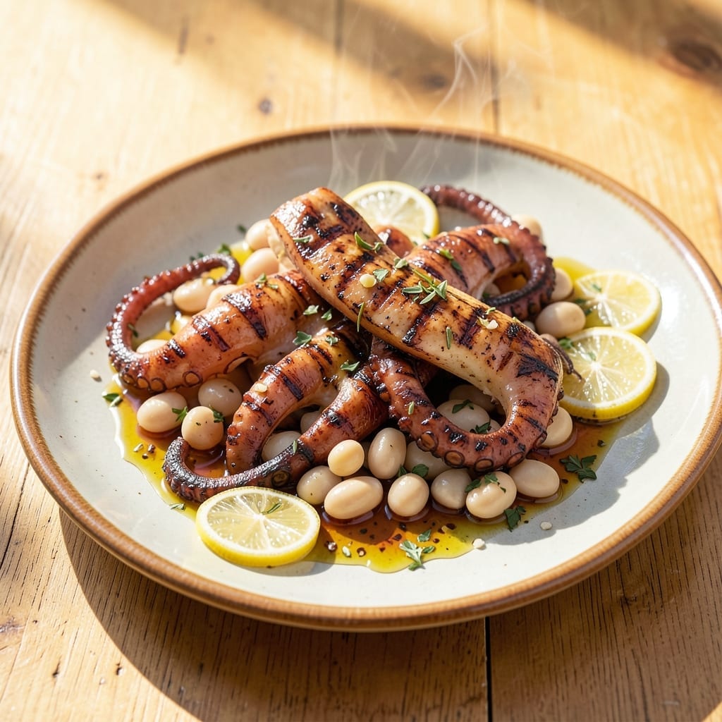Grilled Octopus With White Beans Recipe: Mediterranean Char With Garlicky Depth