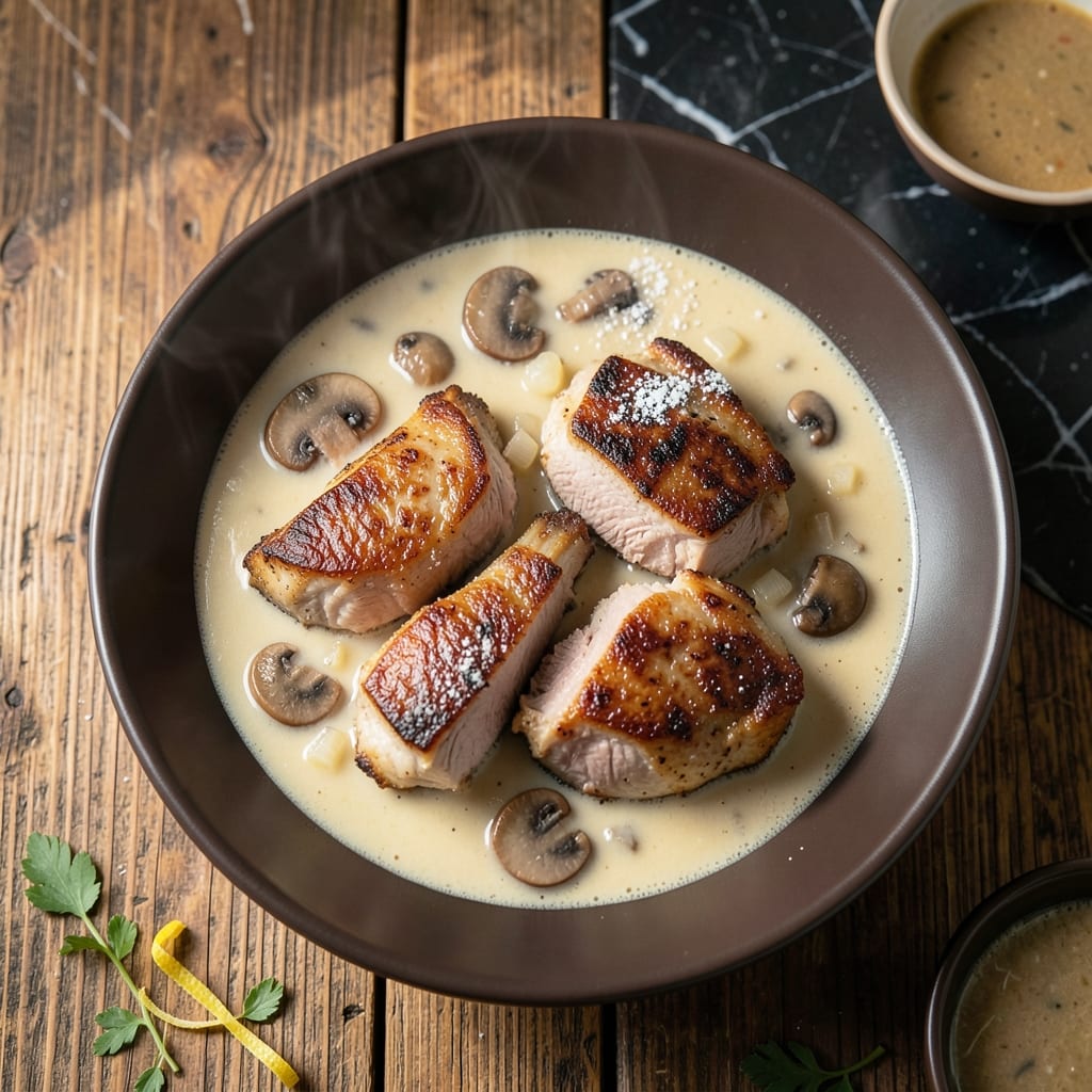 Pork Chop and Cream of Mushroom Soup Recipe in Oven: One-Pan Savory Delight