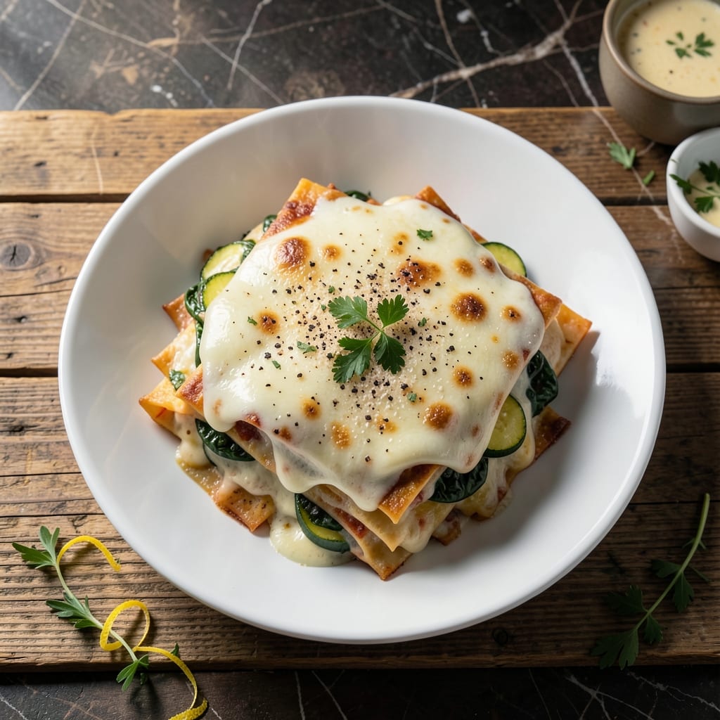Italian Vegetarian Lasagna Recipe White Sauce: Layered Spinach and Ricotta Béchamel