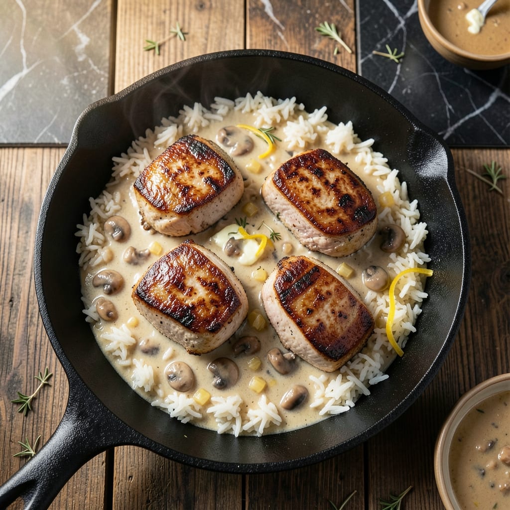 Pork Chops and Rice With Campbell's Mushroom Soup Recipe: One-Pot Creamy Comfort