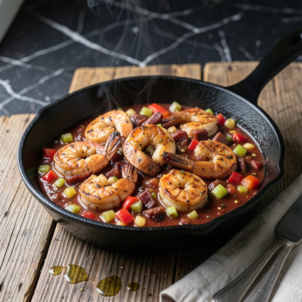 Cajun Ninja Shrimp Creole Recipe: Spicy Tomato Stew With Andouille Sausage