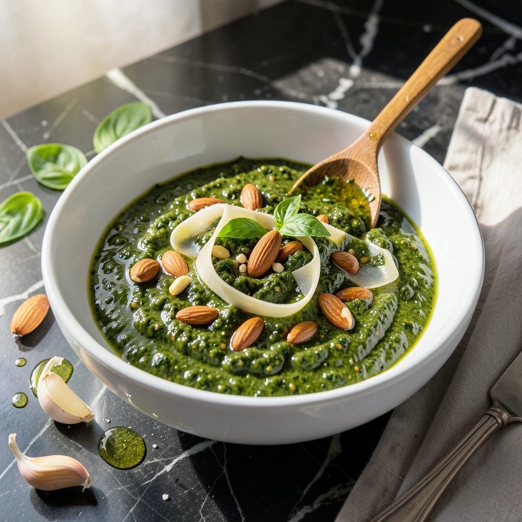 Pesto Sauce Recipe With Almonds: Nutty Basil Blend for Pasta and More