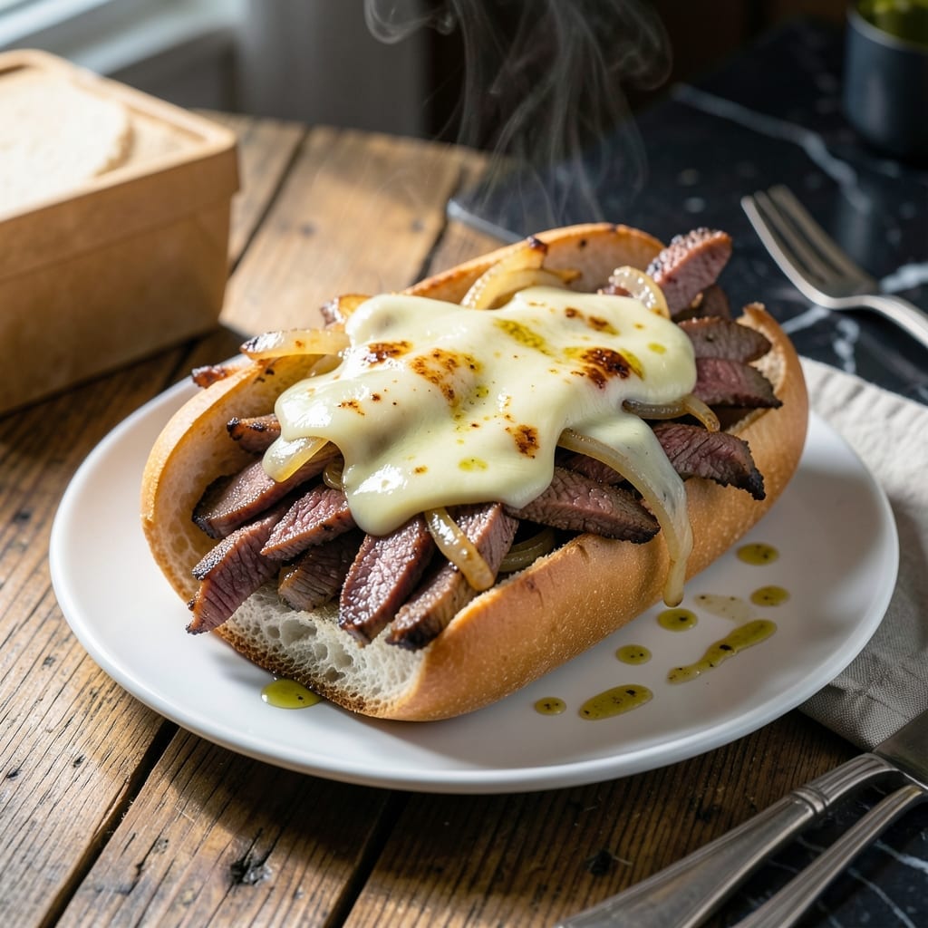 Cheesesteak Recipe Shaved Steak: Philly-Style Sandwich With Melted Provolone