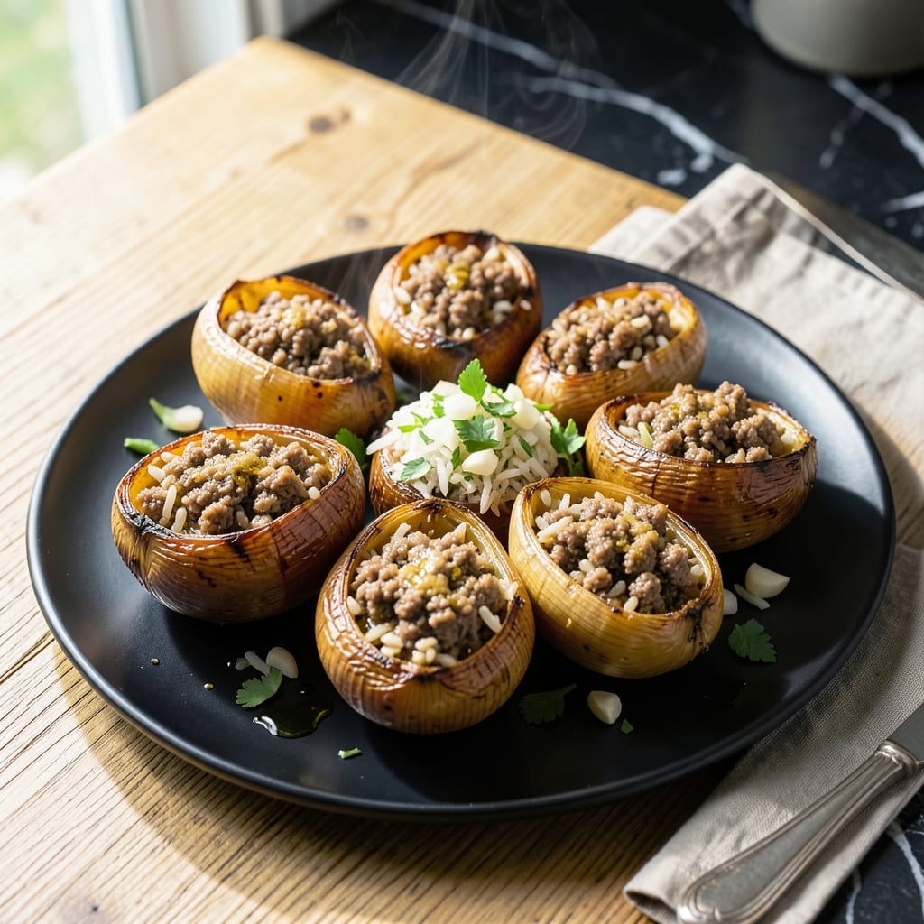 Onion Dolma Recipe With Ground Beef: Stuffed With Spiced Herbed Filling
