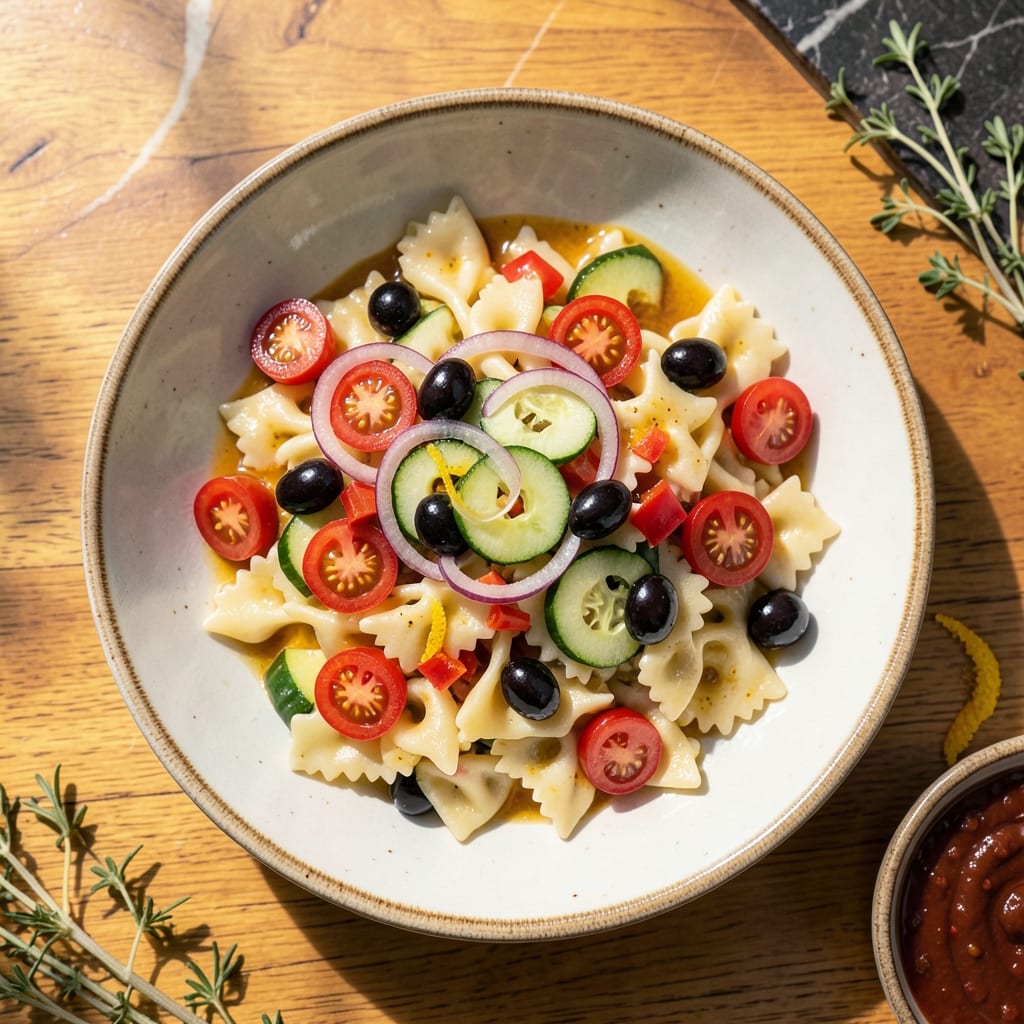 Recipe For Bow Tie Pasta Salad With Italian Dressing: Garden-Fresh Crunch in Every Bite