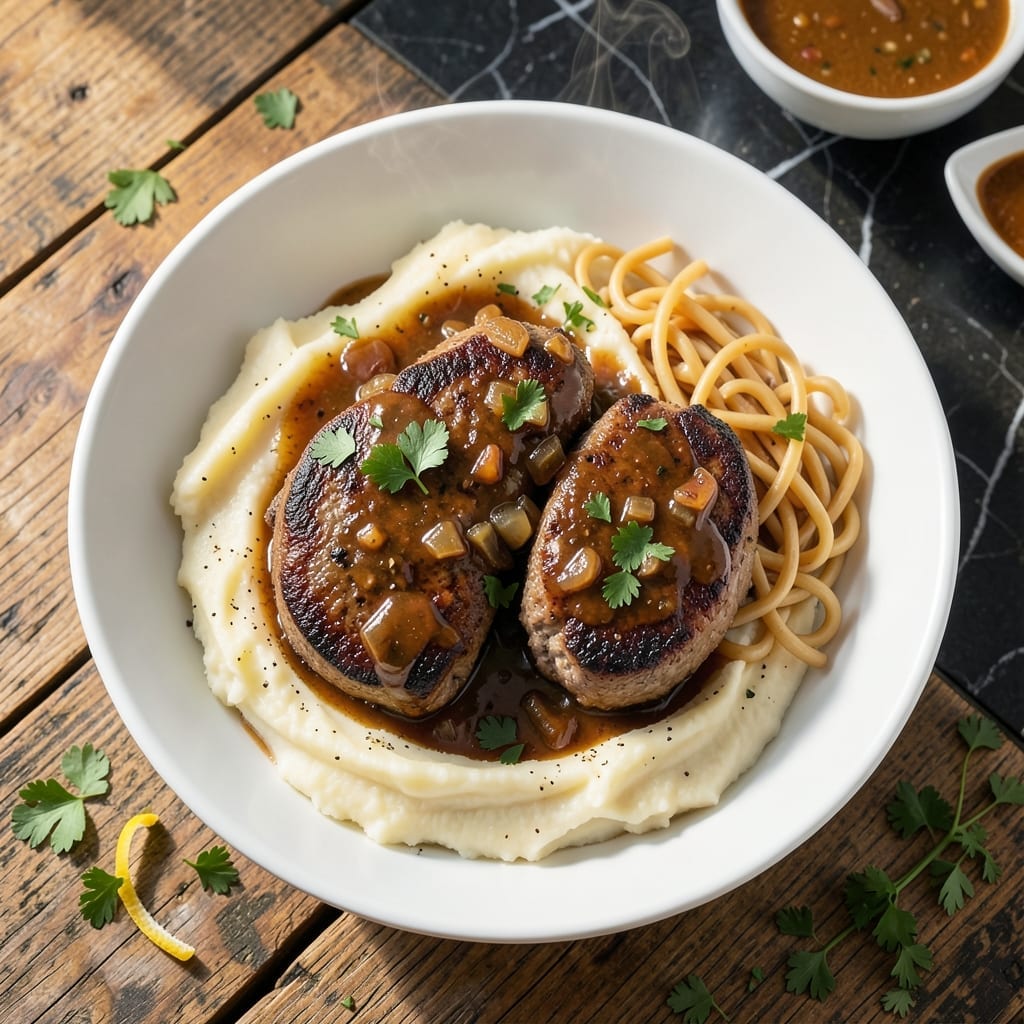 Old Fashioned Salisbury Steak Recipe With Onion Soup Mix: Homestyle Gravy-Smothered Patties