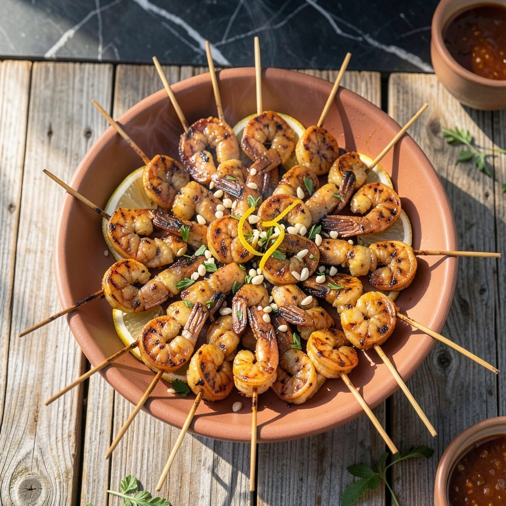 BBQ Grilled Shrimp Skewers Recipe: Smoky Char with Zesty Garlic Glaze