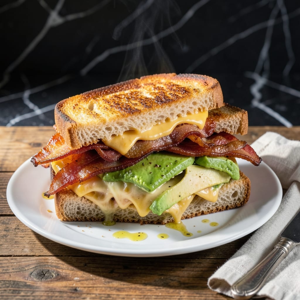 Bacon Avocado Grilled Cheese Recipe: Crispy Bread and Creamy Layers