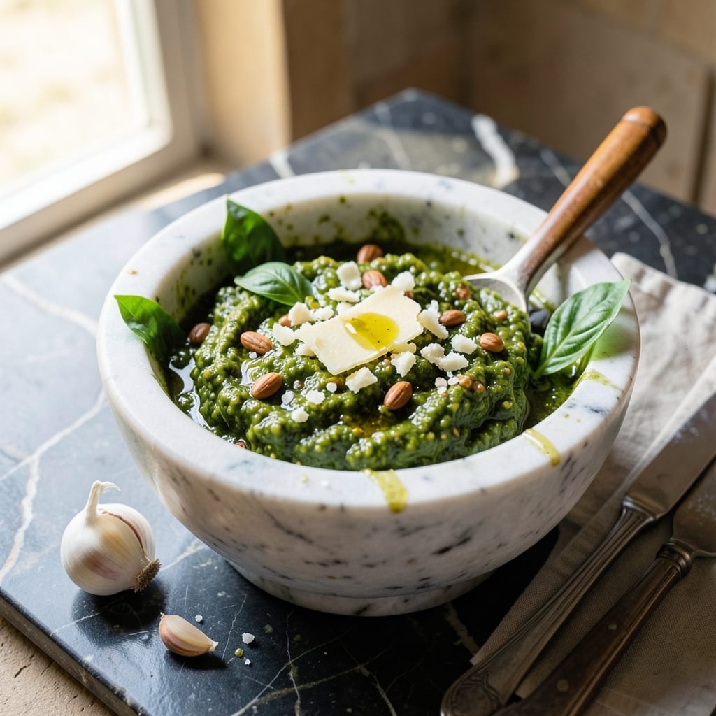 Stanley Tucci Pesto Recipe: Basil-Forward Brightness With Pine Nut Crunch