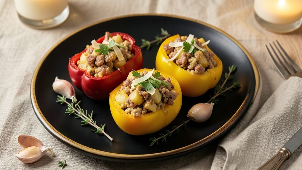 Smoked Sausage and Potato Stuffed Peppers