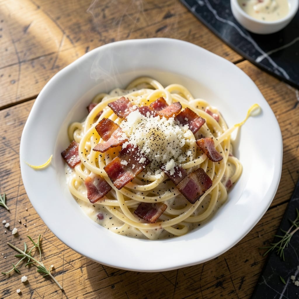 Recipe For Pasta Carbonara With Bacon: Classic Roman Creaminess With Smoky Twist