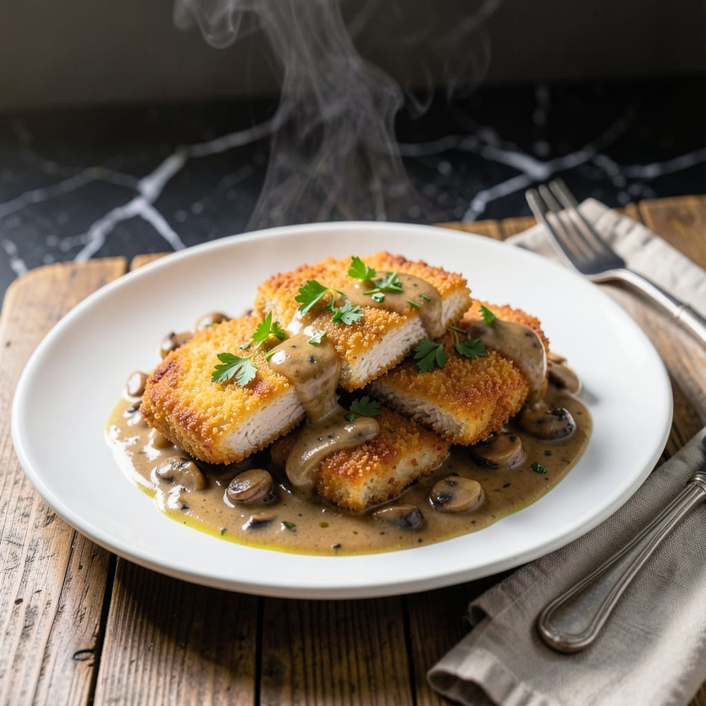 Jaeger Schnitzel Recipe Pork: German-Style Breaded Cutlets with Hunter's Sauce