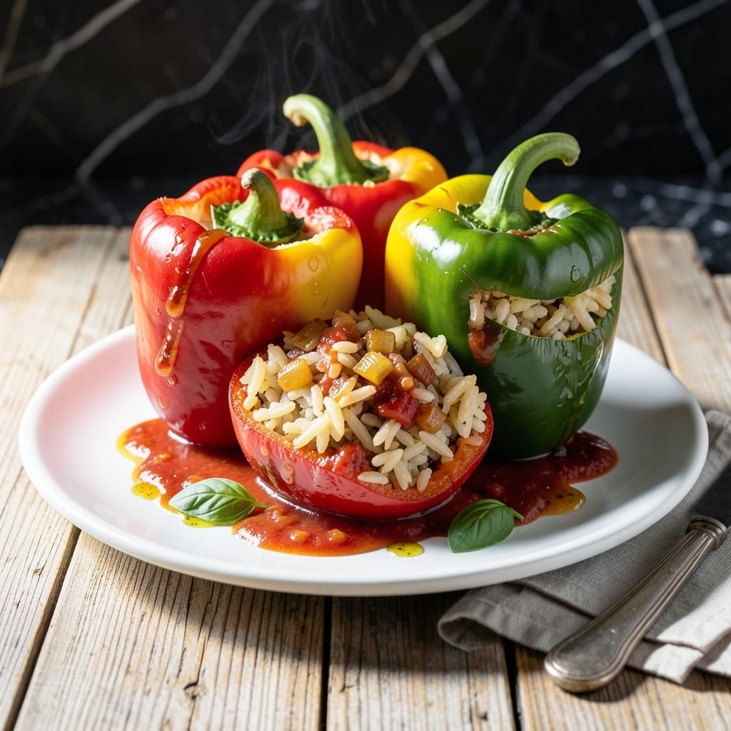 Stuffed Peppers Recipe With Rice and Tomato Sauce: Classic Comfort in a Colorful Shell