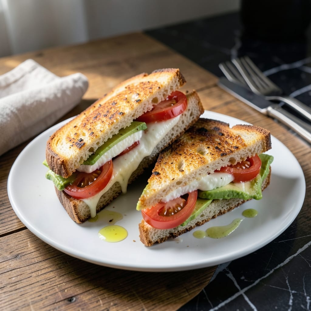 Avocado Mozzarella and Tomato Grilled Cheese Recipe: Creamy Avocado Meets Melty Perfection