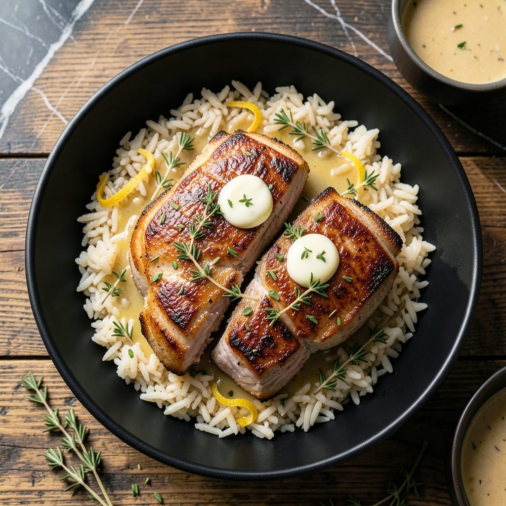 Recipe for Oven Baked Pork Chops With Rice: Herb-Crusted and Fluffy in One Pan