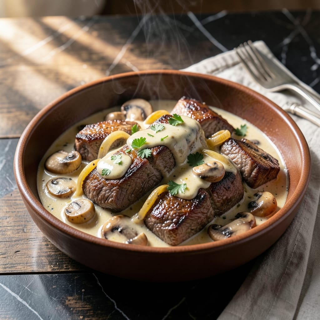 Round Steak Crock Pot Recipe Cream of Mushroom: Slow-Cooked Beef in Rich Gravy
