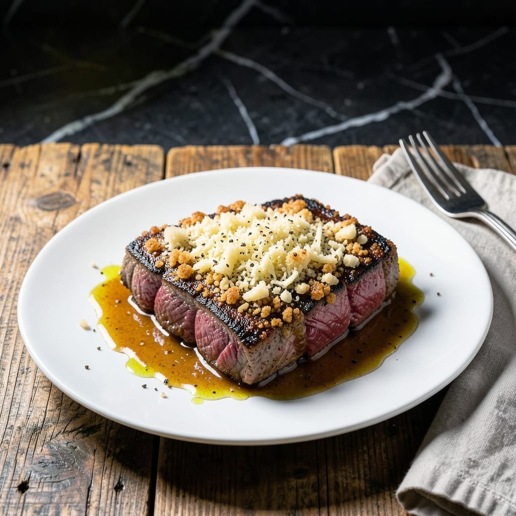 Parmesan Crusted Steak Recipe: Golden Crust and Medium-Rare Center