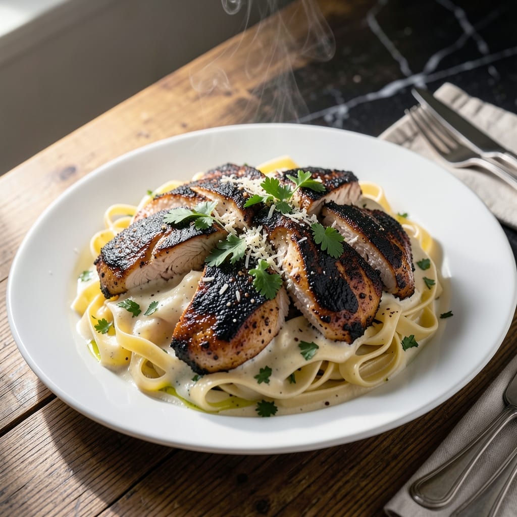 Blackened Chicken Alfredo Recipe: Spicy Cream Sauce with Cajun Kick