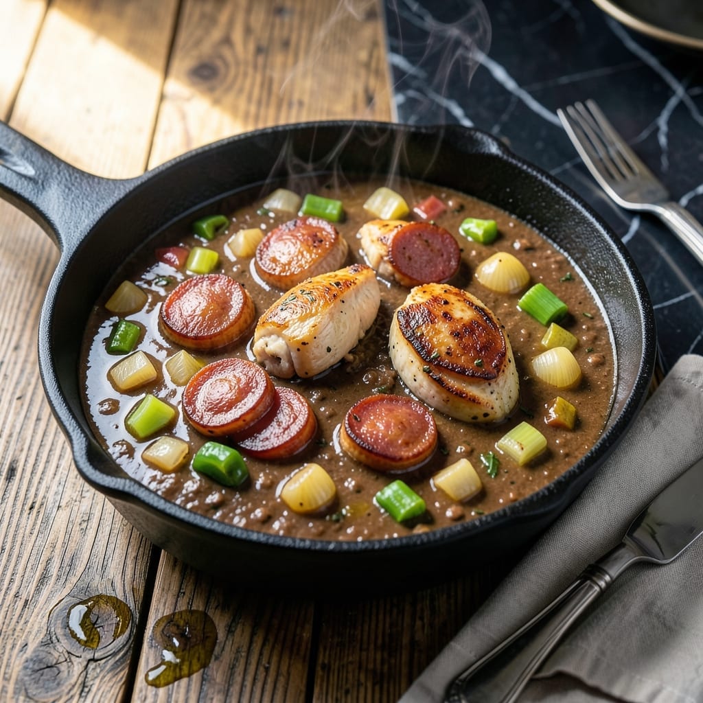 Emeril Chicken and Sausage Gumbo Recipe: Louisiana-Style Roux-Based Stew