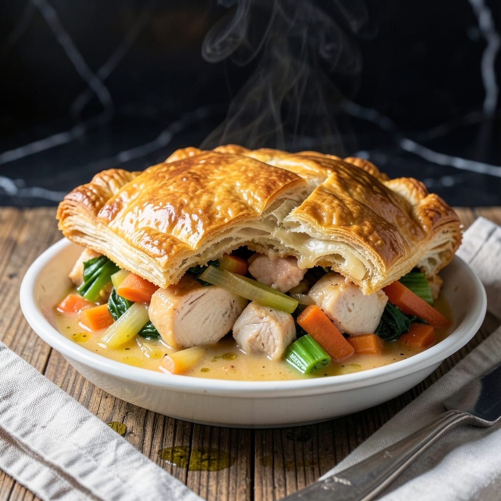 Pot Pie Recipe Using Puff Pastry: Flaky Golden Layers Over Creamy Filling