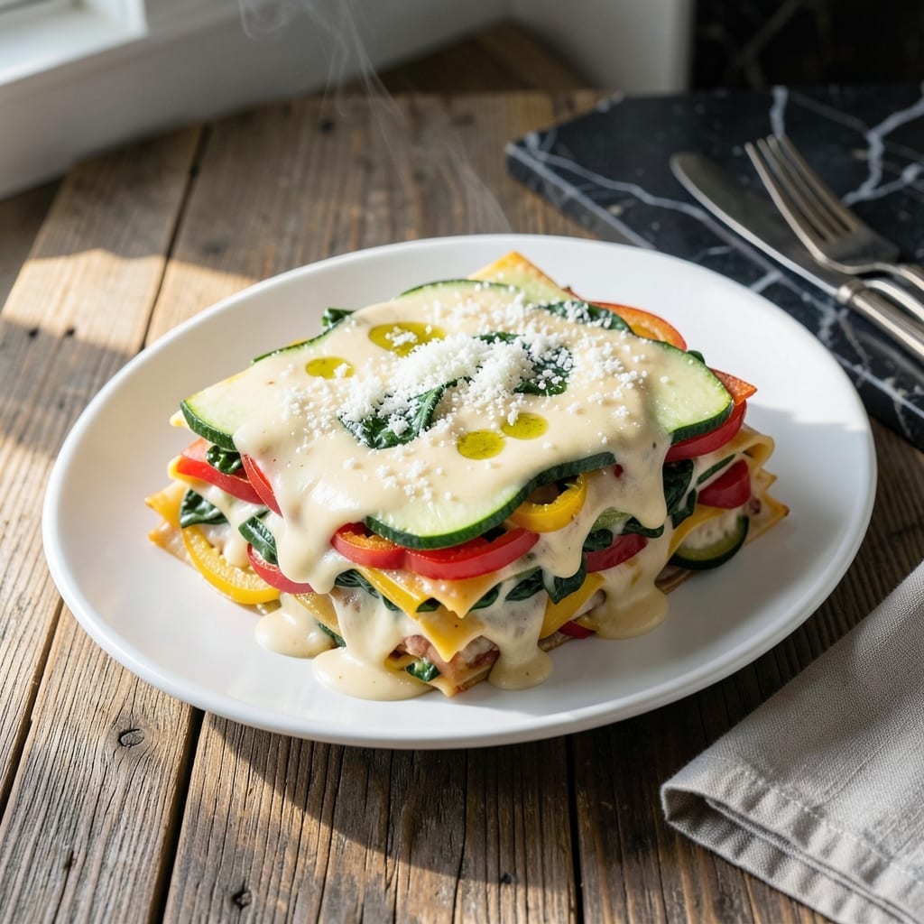 Recipe for Vegetable Lasagna With Alfredo Sauce: Layers of Garden Freshness