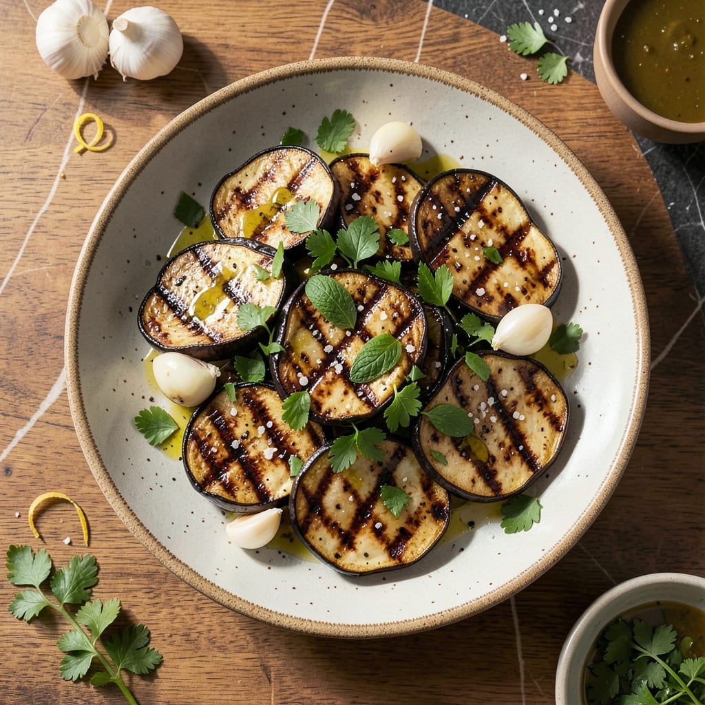 Grilled Aubergine Salad Recipe: Smoky Charred Layers With Lemon-Herb Dressing