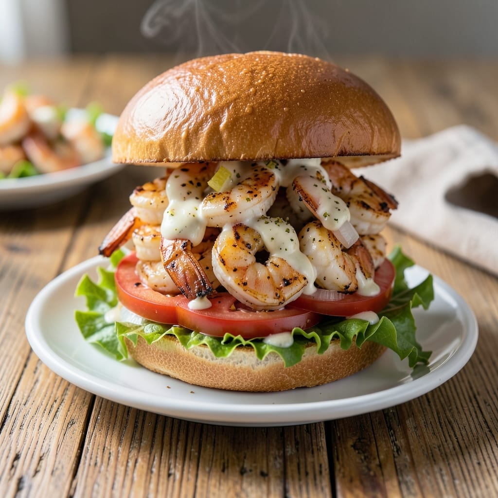 Grilled Shrimp Burger Recipe: Smoky Char with Garlic Aioli Grilled Shrimp Burger Recipe: Smoky Char with Garlic Aioli
