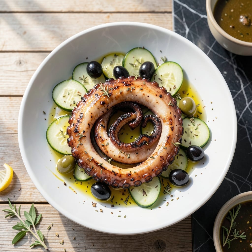 Greek Grilled Octopus Salad Recipe: Mediterranean Char With Lemon Zest