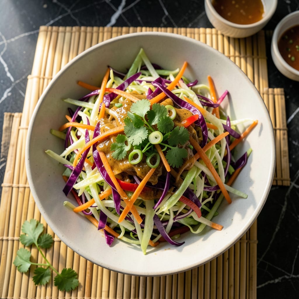 Recipe For Asian Coleslaw Salad: Tangy Crunch With Sesame Dressing