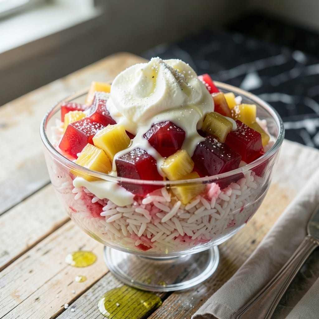 Glorified Rice Recipe With Jello: Retro Dessert With Fruity Gelatin Layers