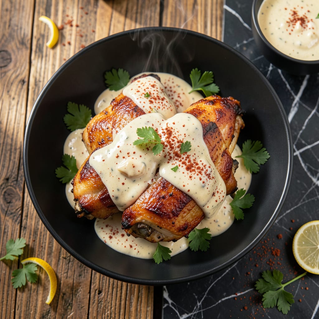 Visual representation of Alabama White BBQ Chicken Recipe: Mayonnaise Based Sauce With a Kick