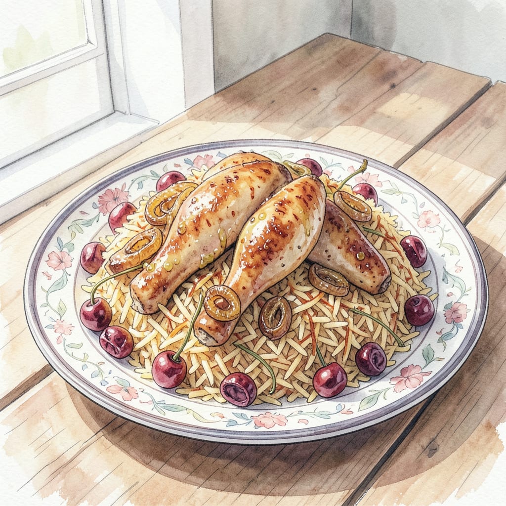 Albaloo Polo Recipe: Saffron Infused Persian Chicken Delight detailed visual guide