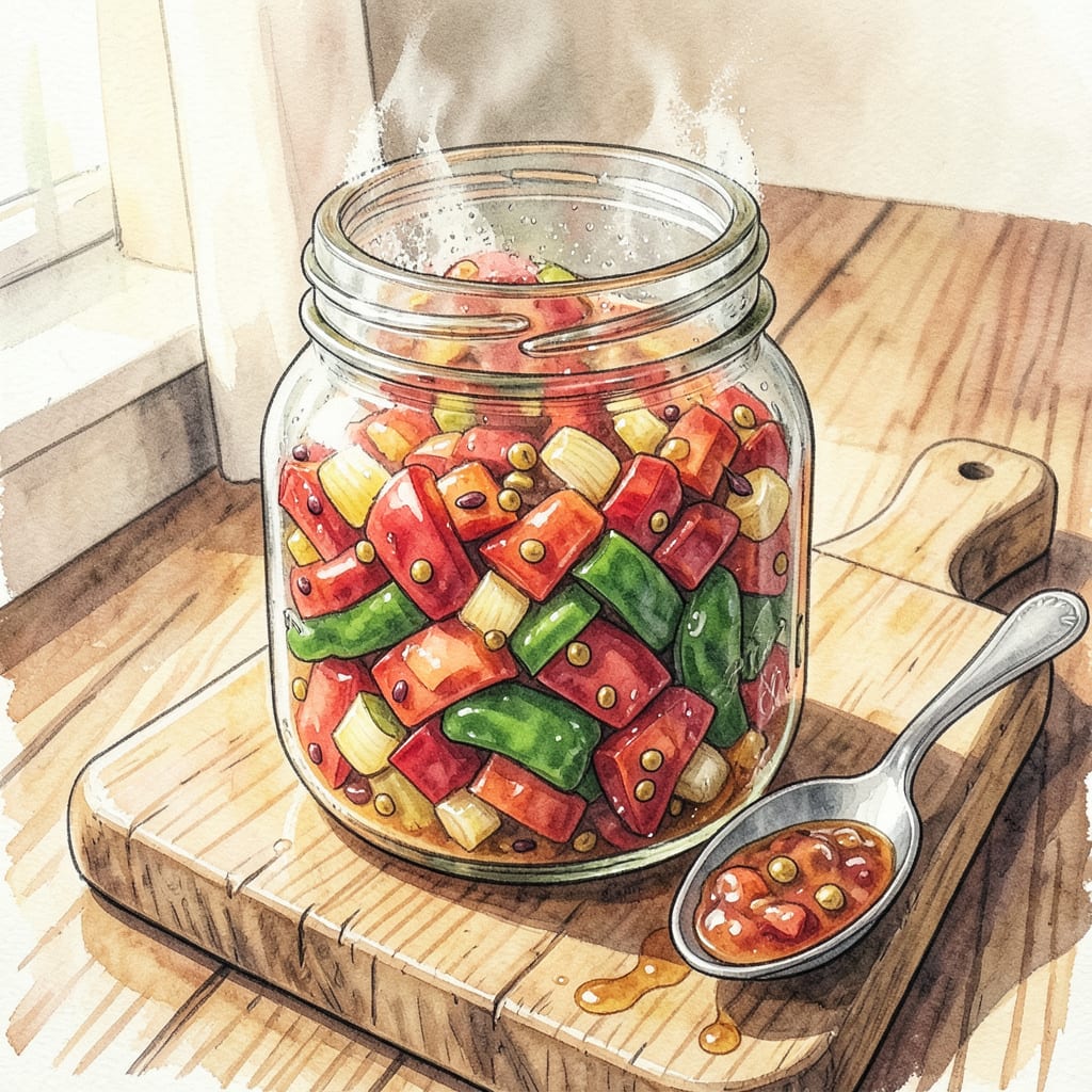 Complete amish sweet pepper relish recipe overview image
