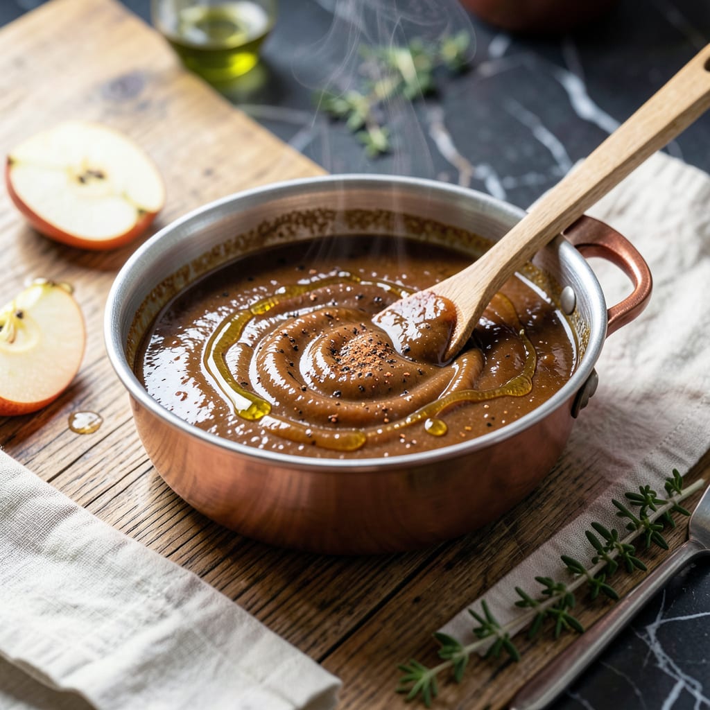 Apple BBQ Sauce Recipe: Sweet and Smoky Fruit Infused Depth illustration with key details