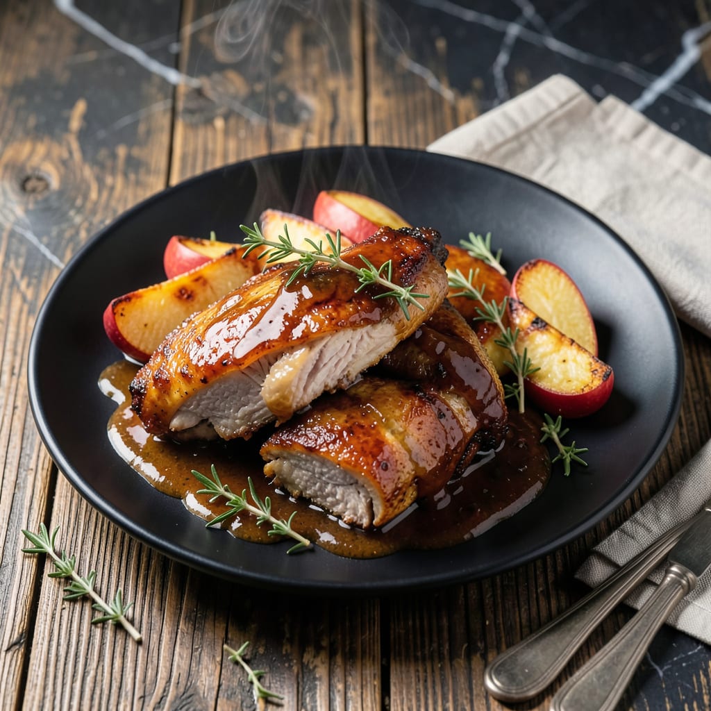 apple cider bbq chicken recipe example with annotations