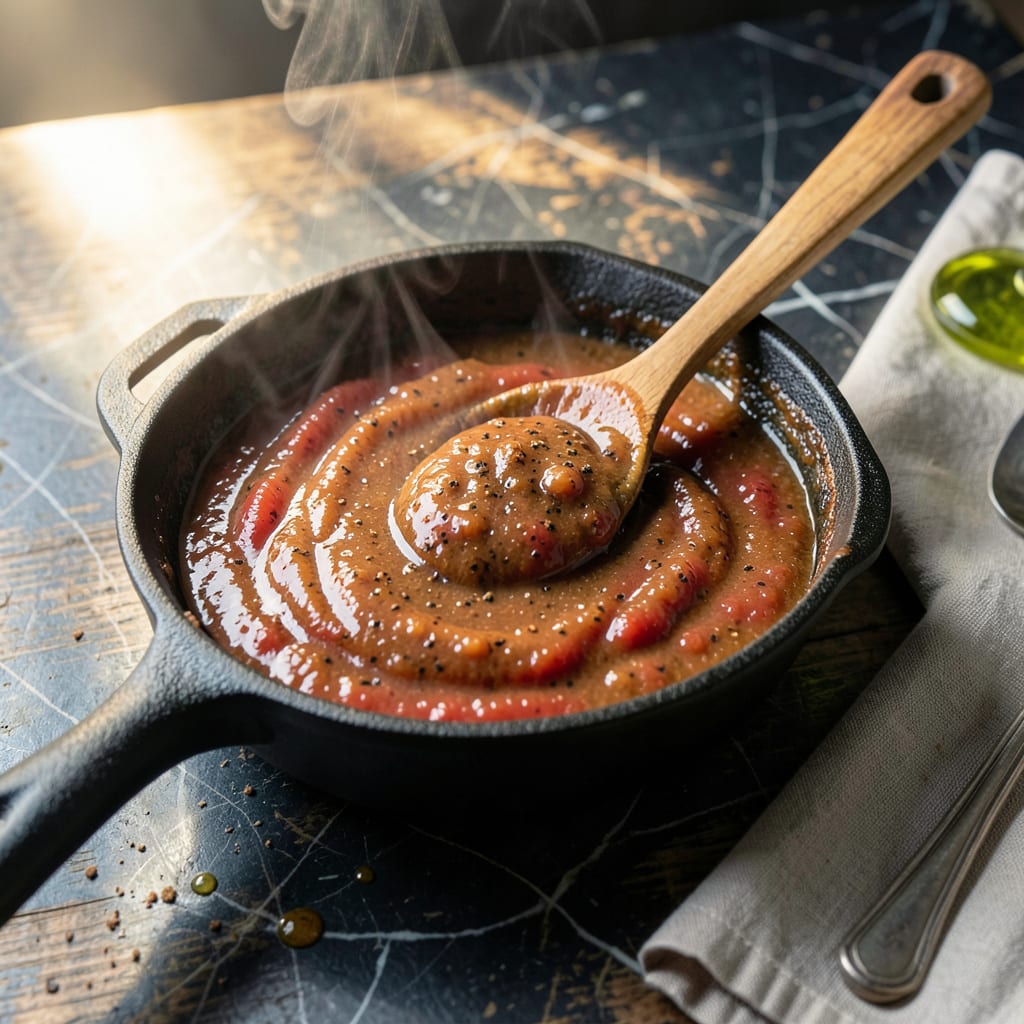 Visual representation of apple cinnamon bbq sauce recipe