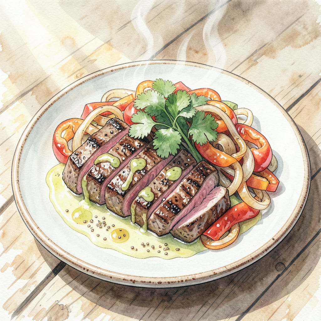 Asada Recipe: Tender Grilled Skirt Steak in 30 Minutes illustration with key details