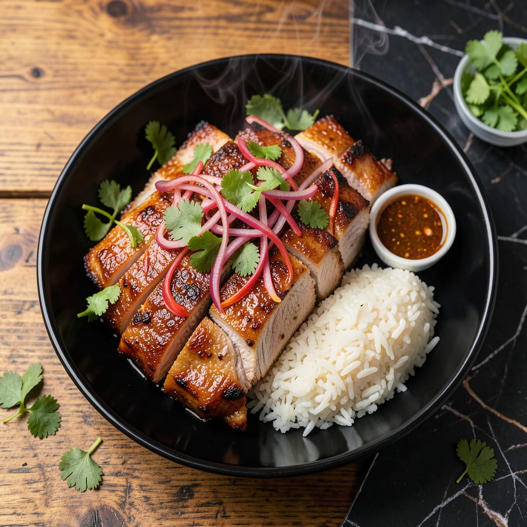 Visual representation of Asian BBQ Pork Loin Recipe: Sticky Glaze With Charred Edges