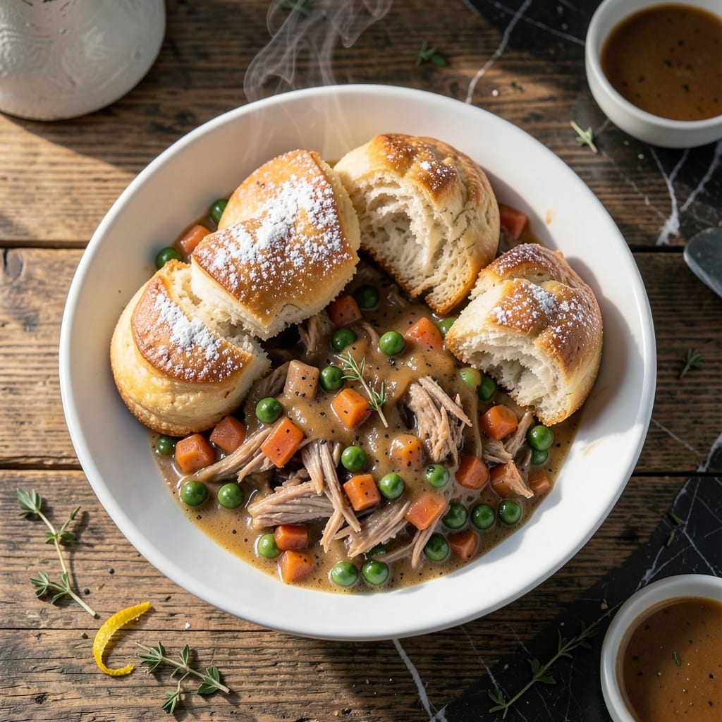 Leftover Turkey Pot Pie Recipe With Biscuits: Golden Crust Over Savory Filling Leftover Turkey Pot Pie Recipe With Biscuits: Golden Crust Over Savory Filling