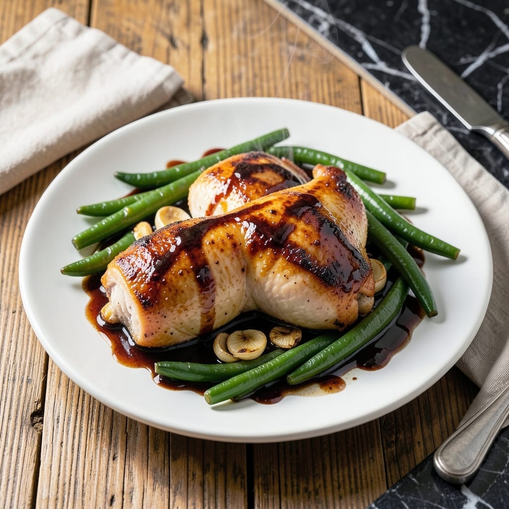 One Pan Balsamic Chicken Recipe With Green Beans: Sweet-Tangy Glaze and Tender Veggies