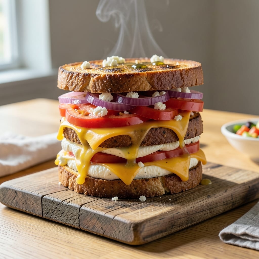 Recipe of Veg Grilled Sandwich: Three-Cheese Melt with Charred Crust