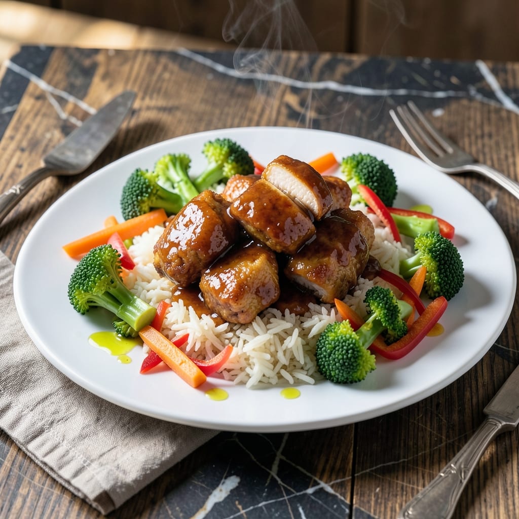 Easy Sticky Chicken Recipe With Rice and Vegetables: One-Pot Family Feast