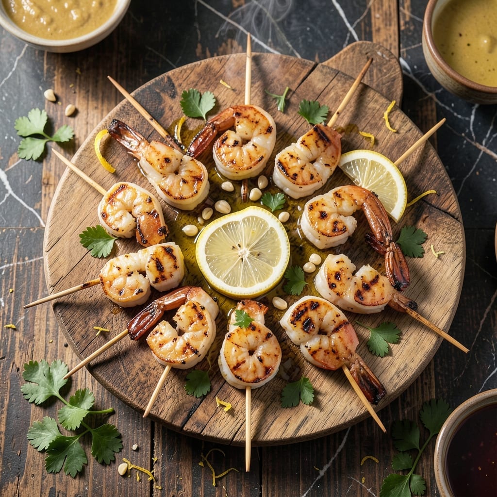 Grilled Skewered Shrimp Recipe: Smoky Char With Zesty Garlic Baste
