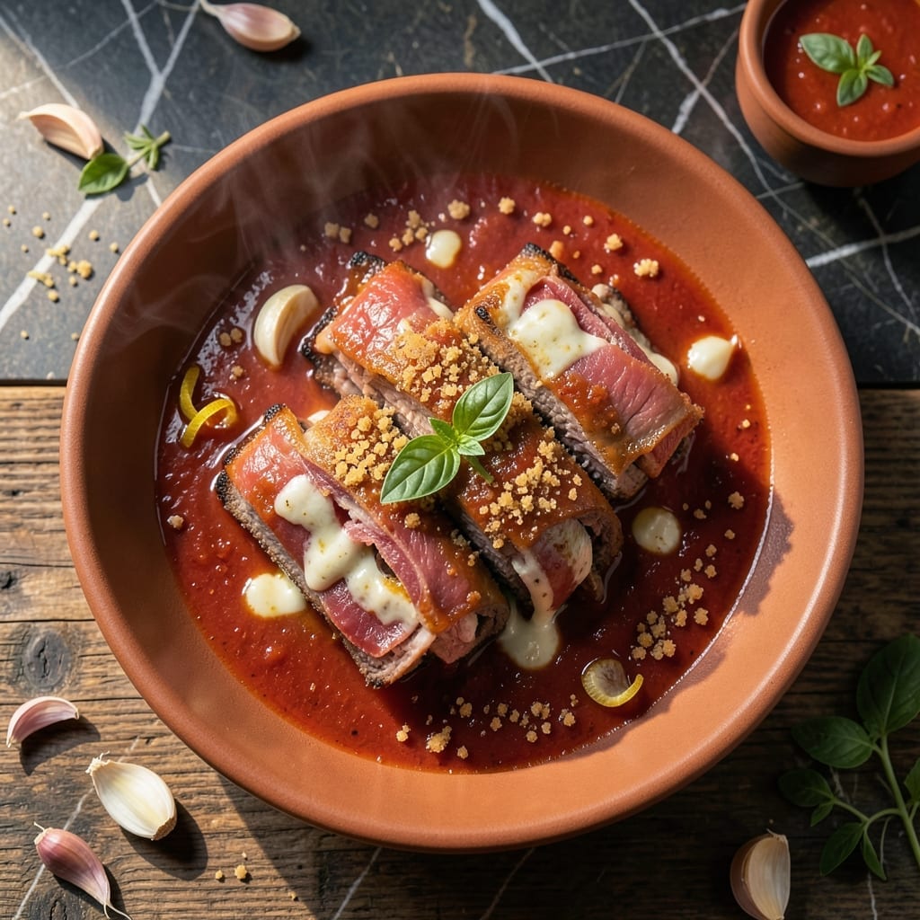 Recipe for Braciole in Tomato Sauce: Italian Stuffed Beef Rolls Simmered to Perfection