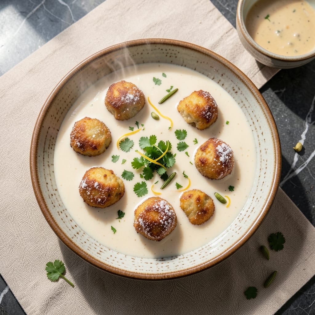 Malai Kofta Recipe in White Gravy: Silky Cashew-Cream Sauce With Spiced Paneer Balls