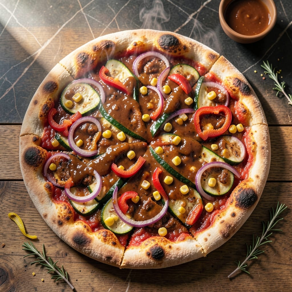BBQ Pizza California Kitchen Recipe: Grilled Crust with Charred Veggie Toppings