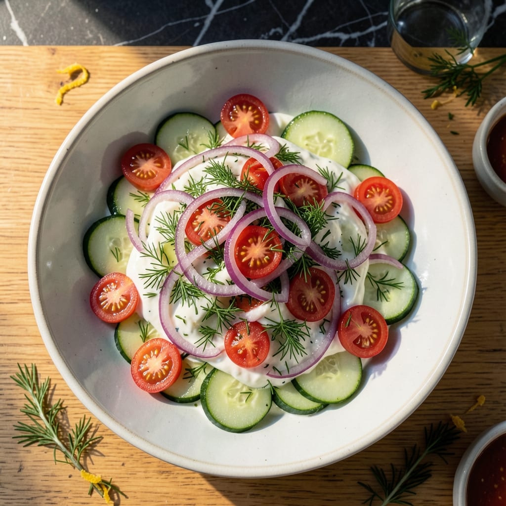 Creamy Cucumber Tomato Onion Salad Recipe: Chilled Garden Freshness