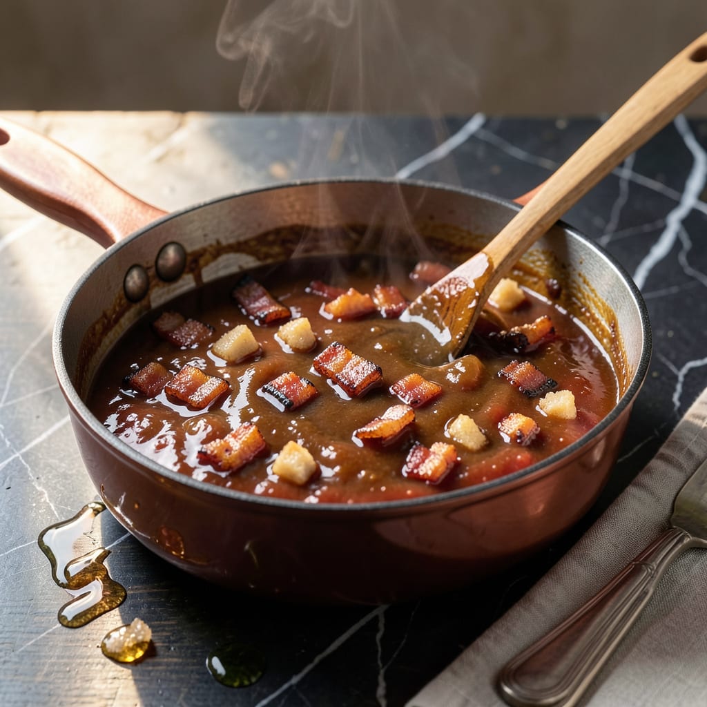bacon bourbon bbq sauce recipe example with annotations